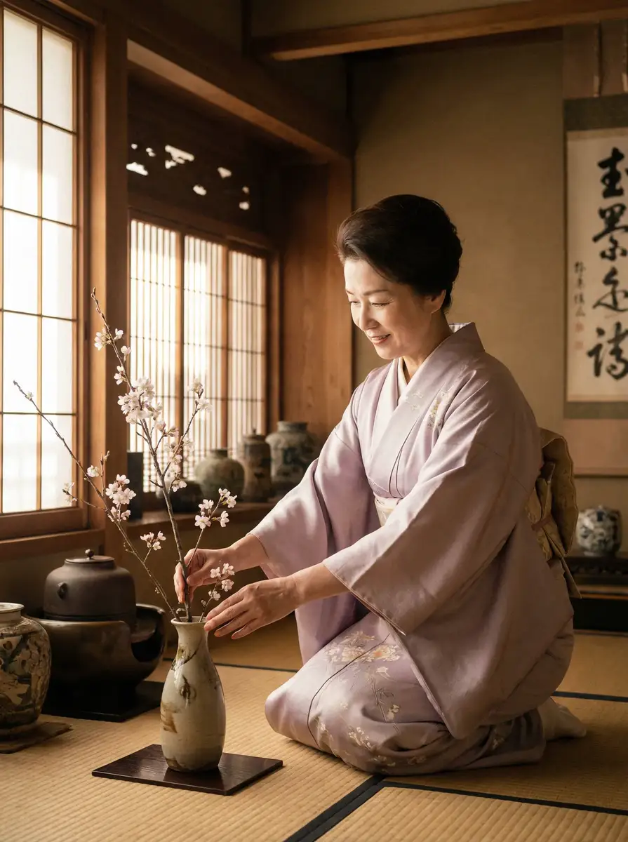 一位优雅的 蘑菇视频-全网影视聚合|免费资源|高清无广告 在和室中插花